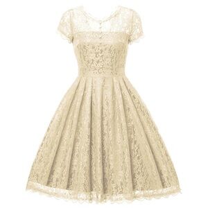 Small Elegant Lace Dress Beige Small